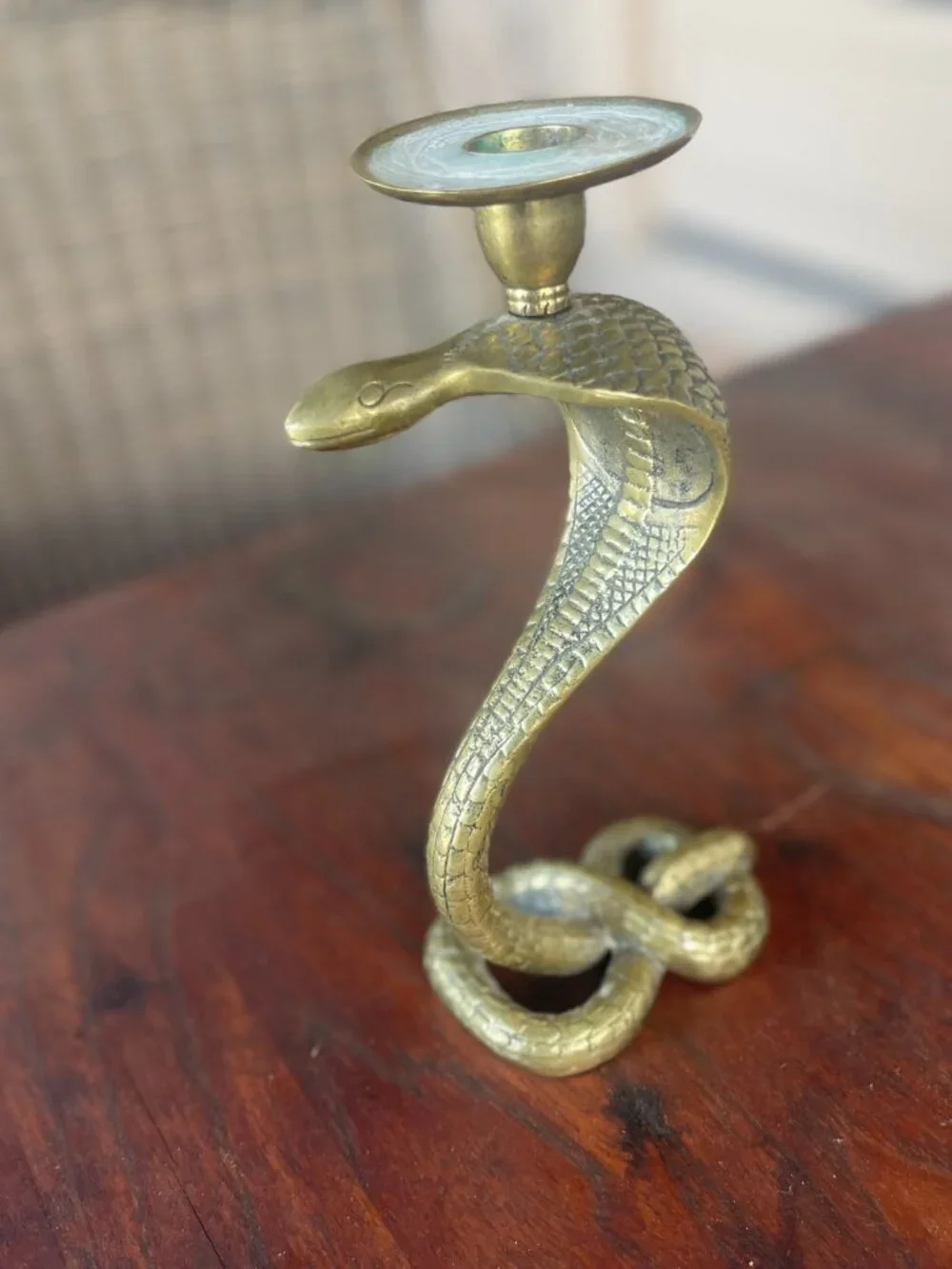 Mid Century Brass Cobra Candle Holder